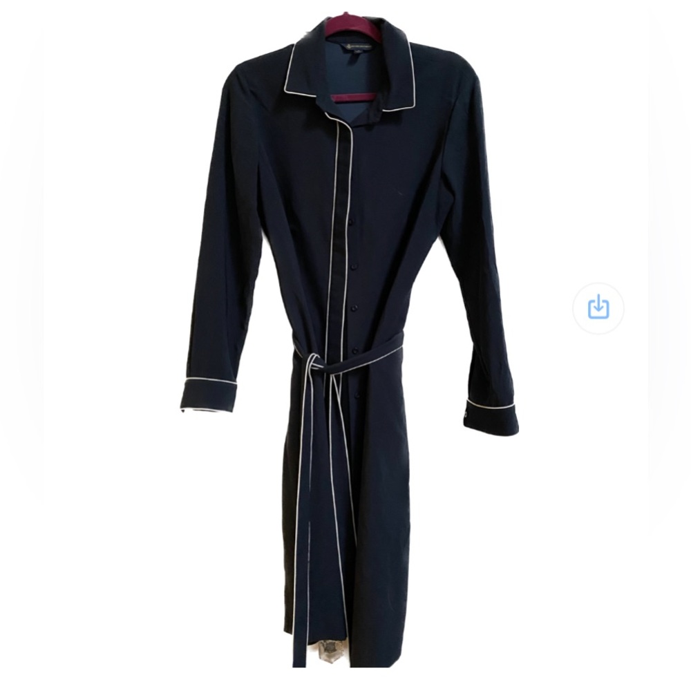 Classic navy blue Brooks Brothers trench coat-style size 12 dress.